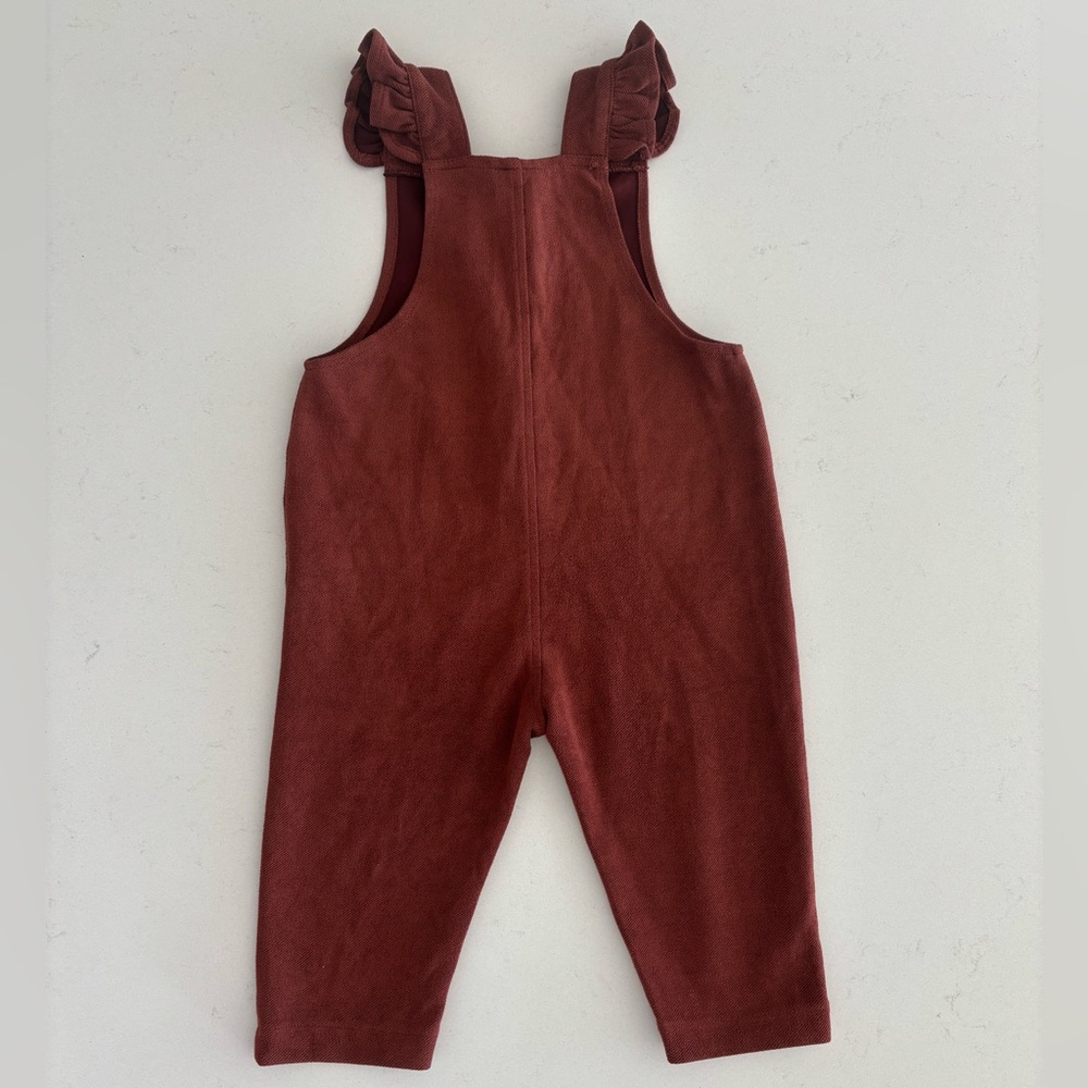 ZIPPY Rust Overalls with Ruffle Straps - Picture 3 of 5